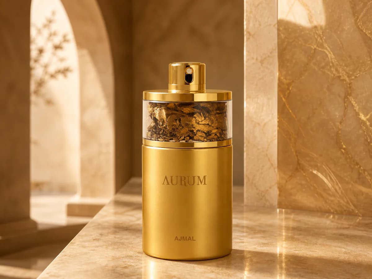 Luxury Arabian perfume in a golden setting