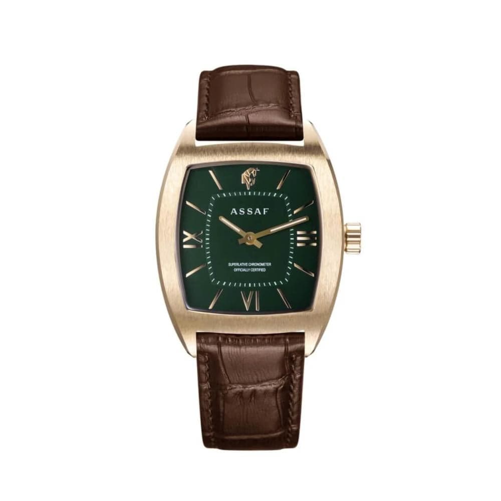 Green Leather Gold Watch