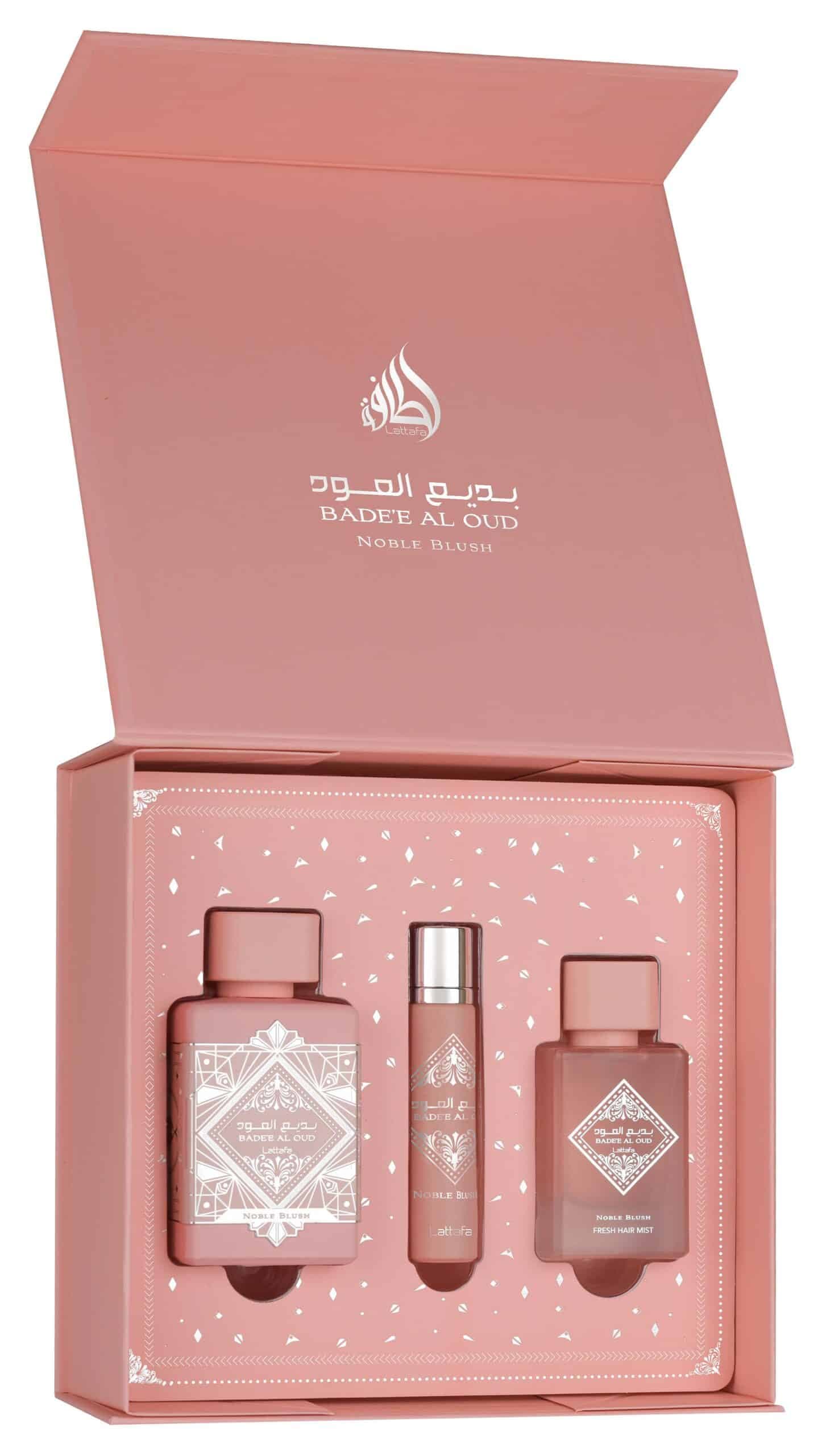 Lattafa Gift Set – Badee Al Oud Noble Blush 100Ml – 12ml – Hairmist