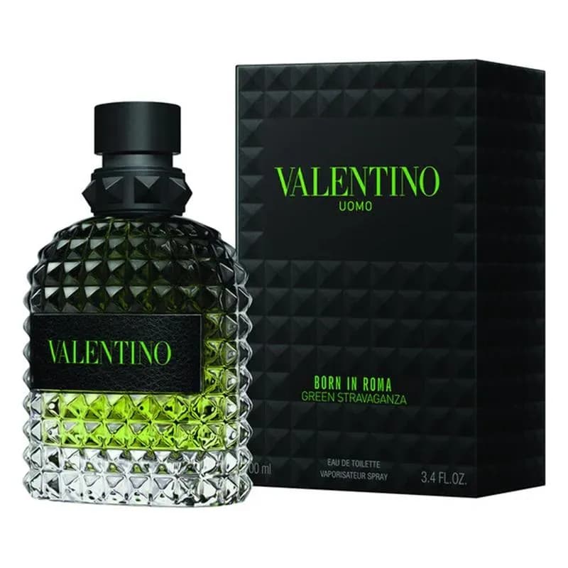 Uomo Born In Roma Green Stravaganza EDT For Men 100ML by Valentino perfume bottle